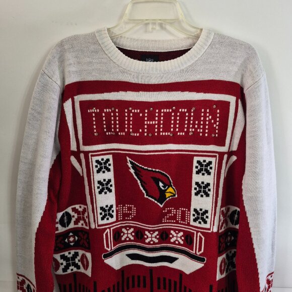 NFL Team Apparel Mens L Arizona Cardinals Light Up Long Sleeve Sweater Red White - Picture 5 of 17